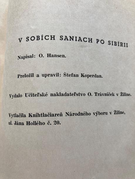 V sobích saniach po sibírii o. hansen (1945), 