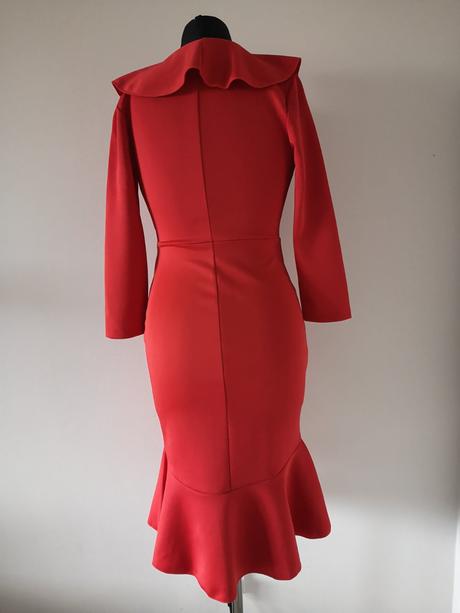 Elegantné červené šaty s volánovou sukňou bodyflir, bonprix,s