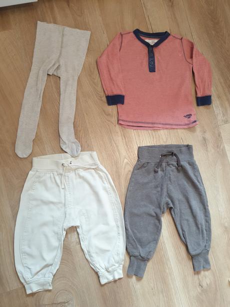2x nohavice lindex+tricko h&m+ pancusky h&m, lindex,80