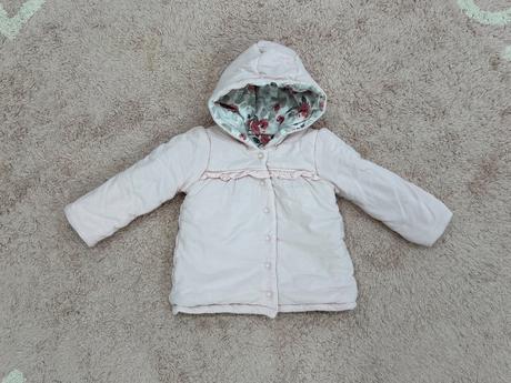 Obojstranná ružová bundička (kabátik) s kvietkami, 68