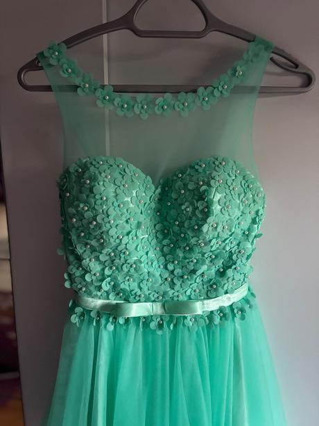 Tyrkysové šaty s kvetinkami, l