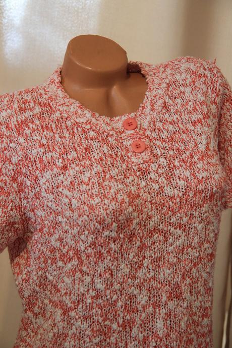 Červeno biely pletený sveter, l/xl, l