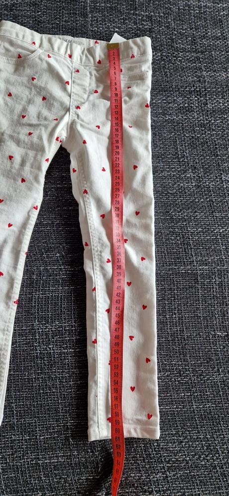 Biele nohavice so sedieckami 4-5 r, h&m,104
