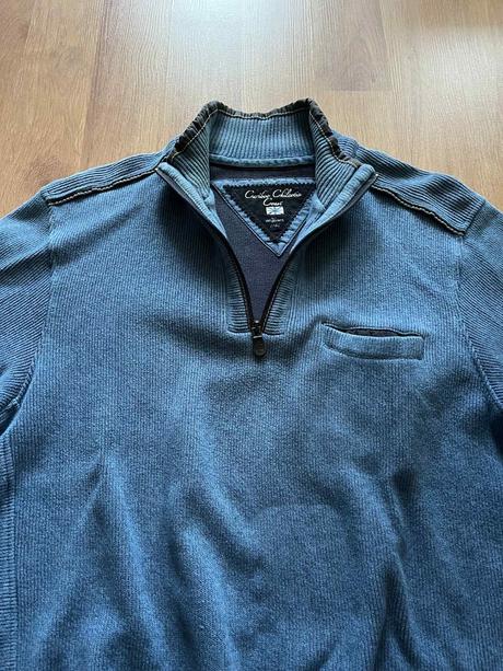 Modrý pánsky sveter/ modrý pánsky pulóver na zips, l