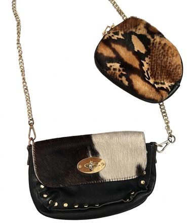 Luxusná kožená crossbody kabelka + taštička,