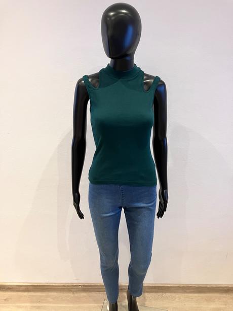 Tmavozelený rebrovaný top (xs), sinsay,xs