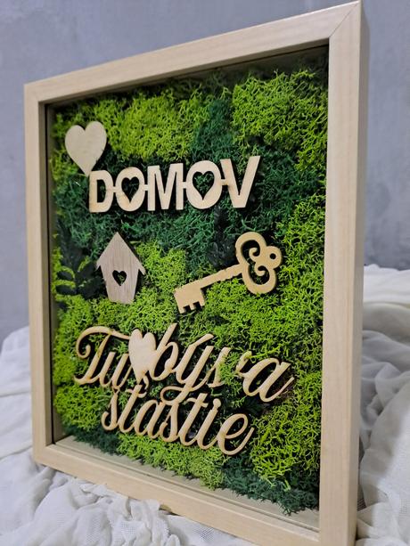 Machový rámček domov, prírodný,