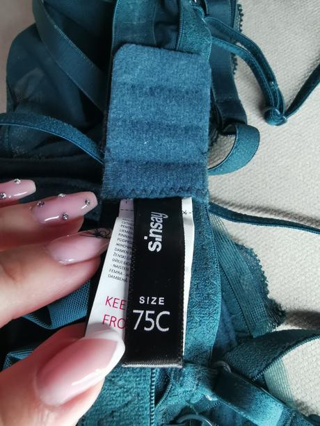 Sinsay čipkovaná tmavozelená podprsenka, sinsay,75c