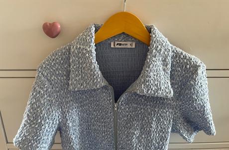 Bledomodré tričko na zips, fb sister, s/36, amisu,s