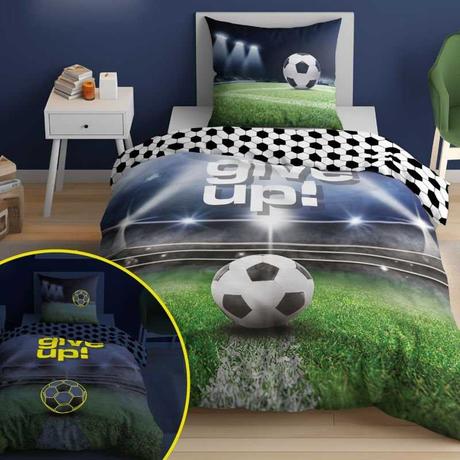 Obliečky futbal never give up svietiace 140/200, šírka (cm): 140,dĺžka (cm): 200