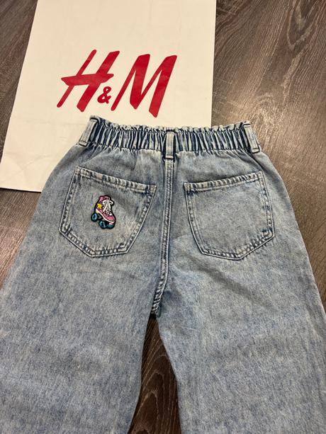 H&m široke dievcenske rifle na 7-8 rokov, h&m,128