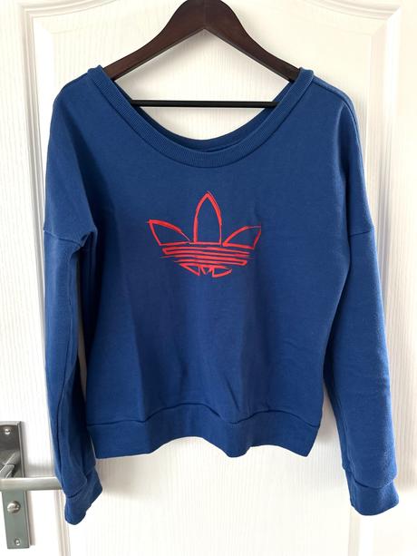 Modrá mikina adidas s červeným logom, adidas,s