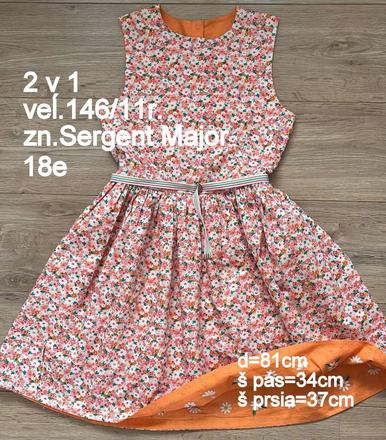 Dievčenské obojstranné šaty 2v1 veĺ.146, zn.sergen, sergent major,146