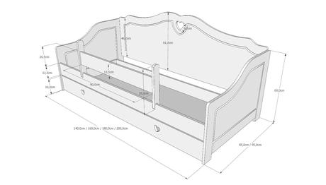 Detská posteľ srdce,rôzne veľkosti, šírka (cm): 90,dĺžka (cm): 200
