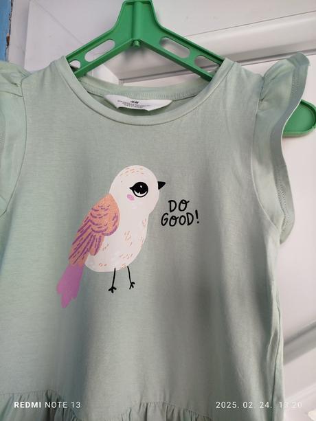 Šaty s vtáčikom 110/116, h&m,110