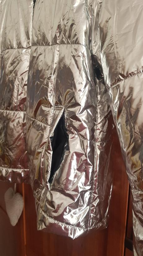 Strieborná zimná bunda lux, 40 / 42 / l / m