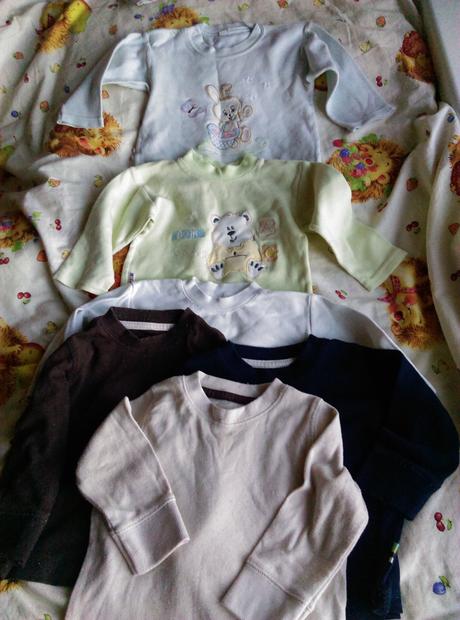 Dlhorukávové tričká, mikiny 6ks, 74