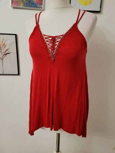 Cervene tricko na ramienka h&m, h&m,xs