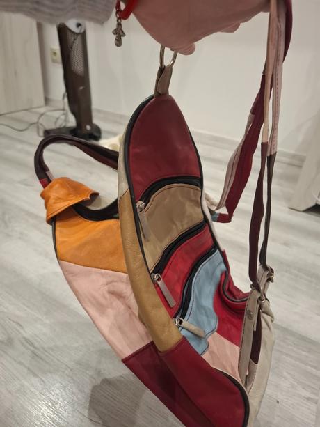 Kožený patchworkový batoh (taška cez rameno),