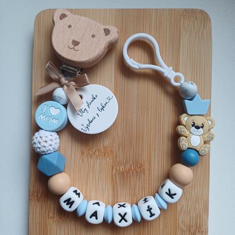 Retiazka na cumlík s karabinkou pre chlapčeka, 