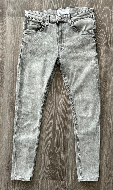 Šedé slim rifle bershka 164/170 eur 38, usa30, bershka,170