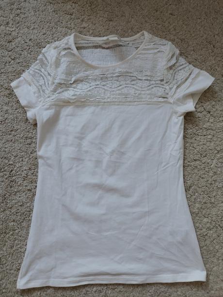Damske romanticke tricko s cipkou, h&m,s