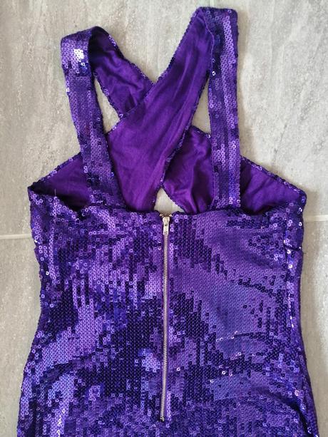 Luxus fialové flitrové párty šaty asos, v40, 40