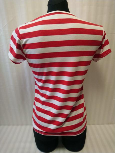 Dámsky elastický pásikavý červeno biely top, s