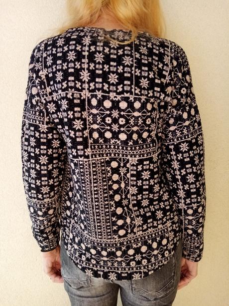 Zimný čierno-biely pulóver s motívom vločiek, h&m,s