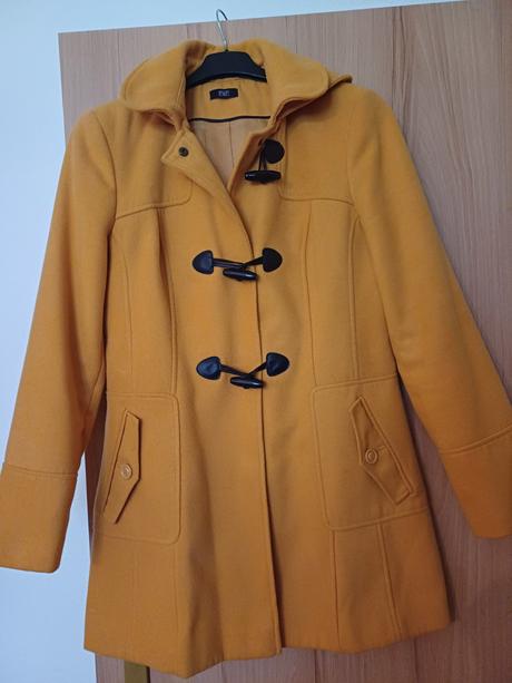 Horčicový zimný kabát, f&f,m