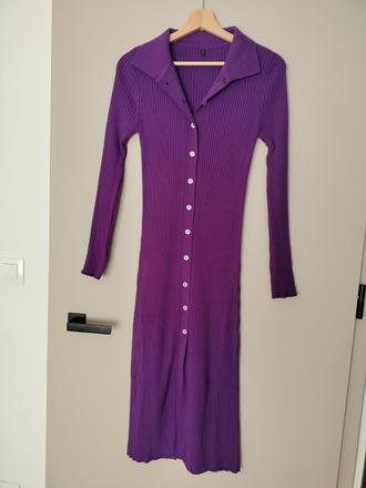 Fialové pletené šaty, s