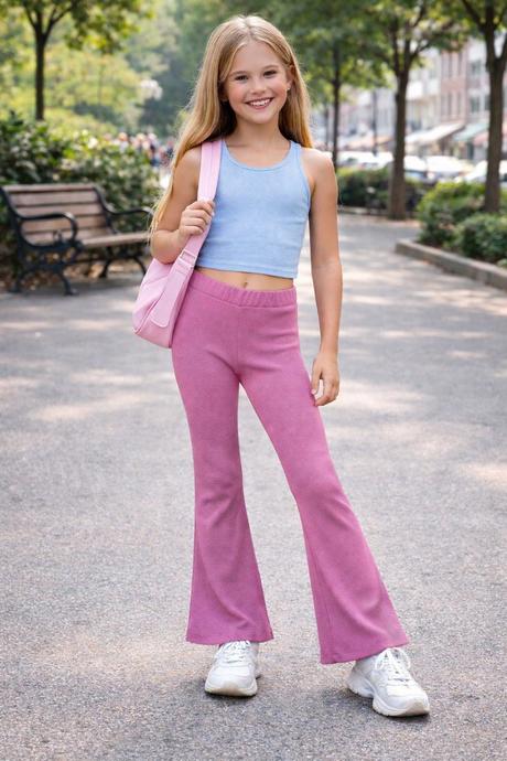 Dievčenské rebrované legíny zvonové, 104 - 134