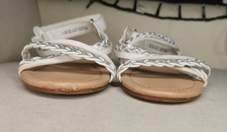 Bielo-strieborné detské sandálky, f&f,34