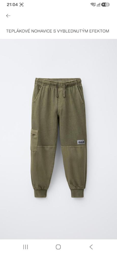 Khaki teplaky zara v.152, zara,152