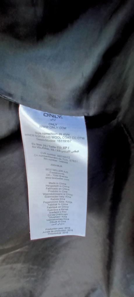 Vlnený kabát only, only,xs