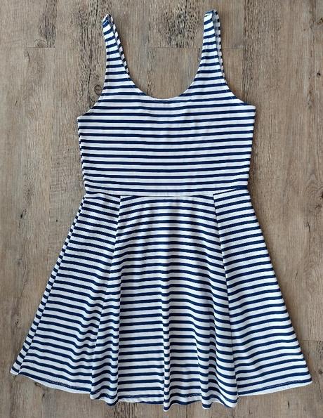 Pásikavé modrobiele šaty, h&m,36