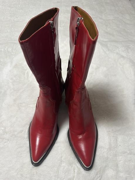 Červené kožené kozačky zn. zara, zara,40