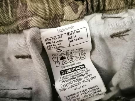 Maskáčové nohavice, decathlon,152