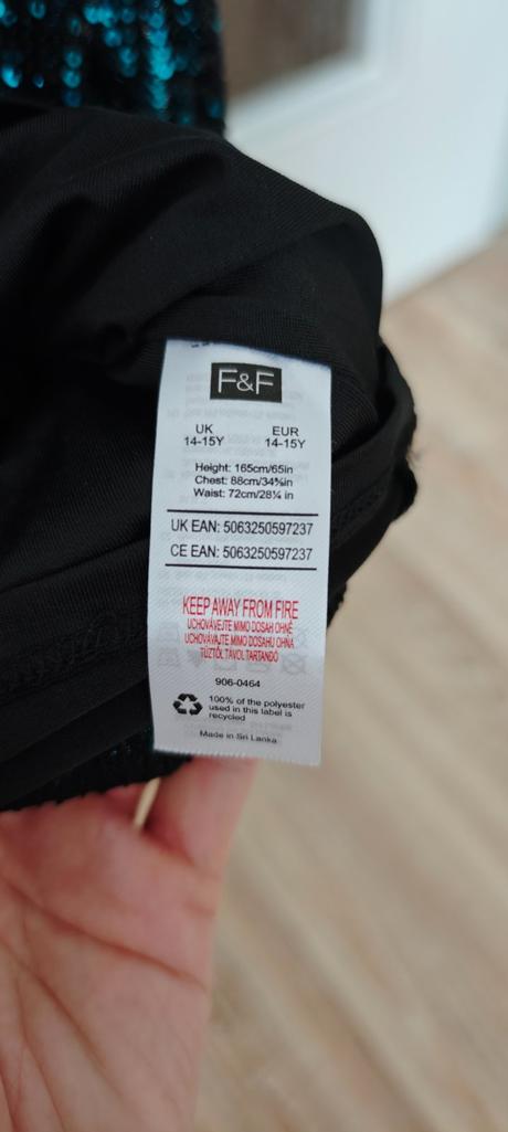 Flitrované tmavozelené šaty, f&f,164