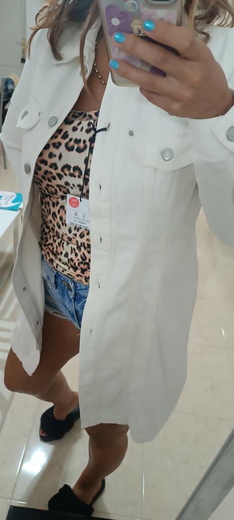 Riflovy kabatik predlzena riflovka, s