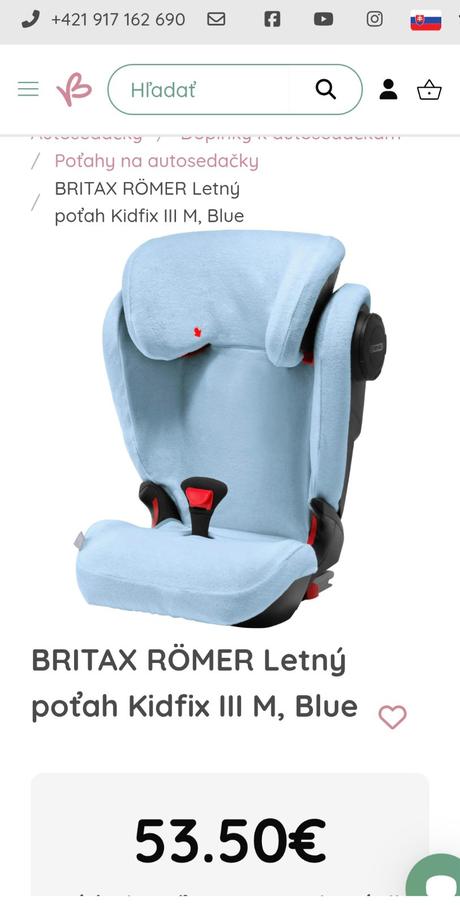Britax kidfix iii m, letný poťah nový, britax