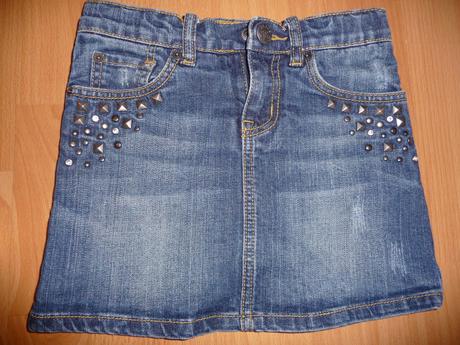 Rifľová sukňa so všitými tmavomodrými kraťaskami, 122