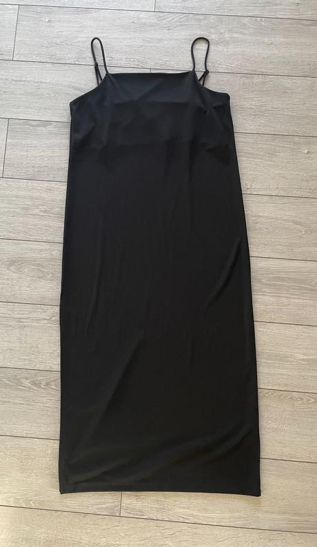 Čierne šaty s rozparkom, h&m,s