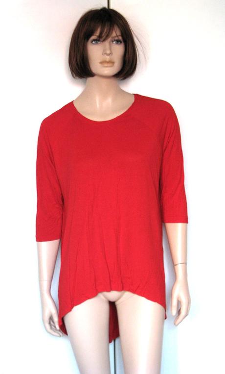 Červené viskózové tričko, lindex,l