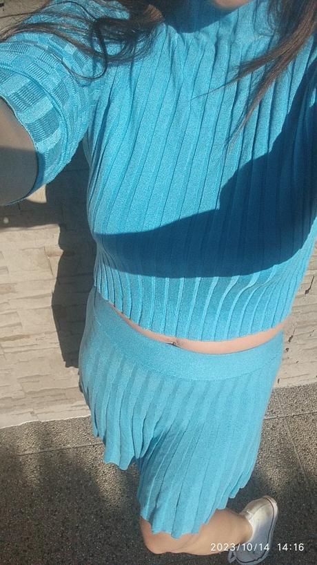 Sukna a upletovy top komplet, s