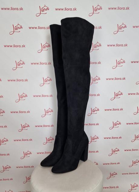Čierne dámske čižmy nad kolená, 38