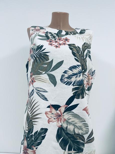 Ľanové kvetované šaty podšité, 44