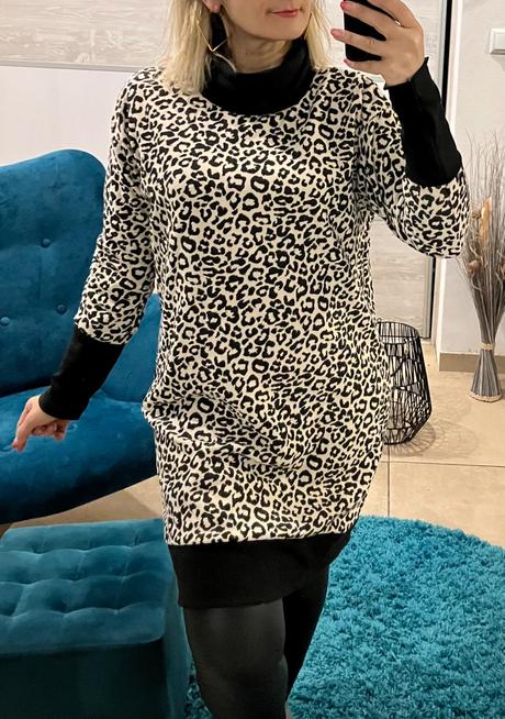 Dámska hrubá leopardia tunika, l / m / xl / xxl