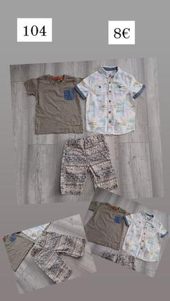 Kraťase + tričko + košeľa 104, 104–116