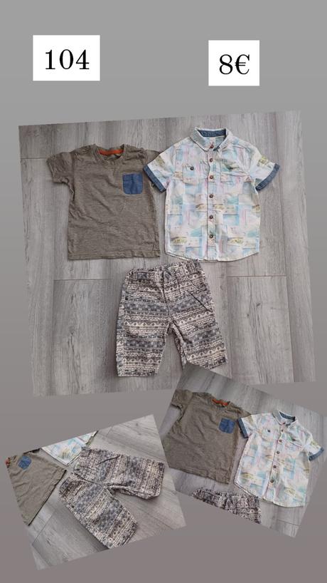 Kraťase + tričko + košeľa 104, 104–116